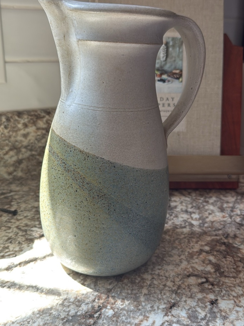 Mark Slick Handmade Pottery Two-Tone Pitcher Vase – Blue and Green